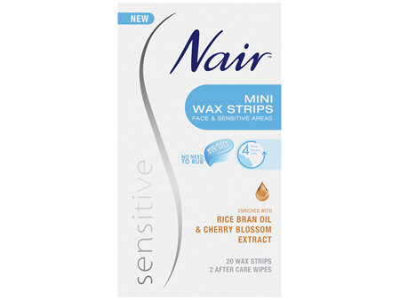 Nair Sensitive Mini Wax Strips | Face & Bikini | 20 pack 