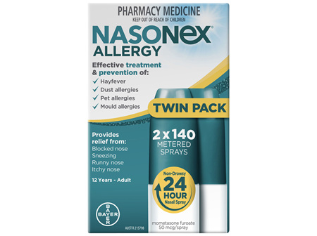 Nasonex Allergy Non-Drowsy 24 Hour Nasal Spray Twin Pack 2 x 140 sprays