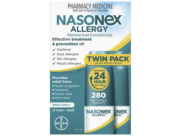 Nasonex Allergy Non-Drowsy 24 Hour Nasal Spray Twin Pack 2 x 140 sprays