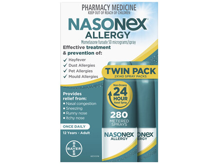 Nasonex Allergy Non-Drowsy 24 Hour Nasal Spray Twin Pack 2 x 140 sprays