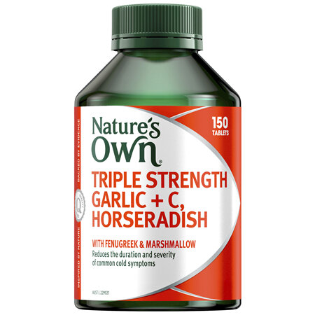 Nature's Own Triple Strength Garlic + C, Horseradish