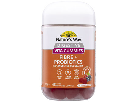 Nature's Way Digestive Vita Gummies Fibre + Probiotics 30 Pack
