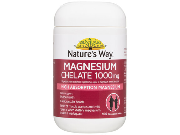 Nature's Way Magnesium Chelate 1000mg 100 Tablets