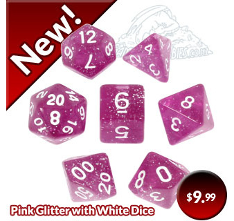 New Black and Pink with White Fusion Polyhedral Dice