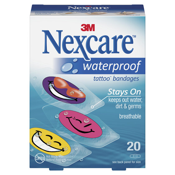 Nexcare Waterproof Strips Tattoo Cool Collection 20pk