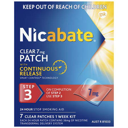 Nicabate Clear Patch Nicotine 7mg 7 Pack