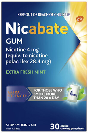 Nicabate Gum Extra Fresh Mint 4mg 30 Pack
