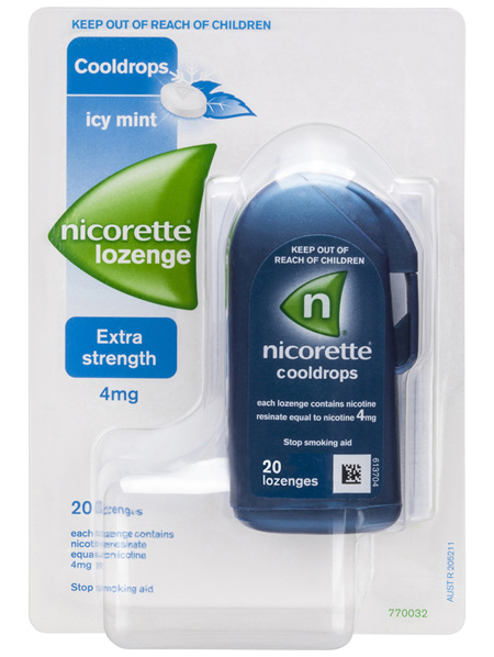 Nicorette Quick Smoking Nicotine Lozenge Cooldrops Nicotine Extra Strength Icy Mint 20 Pack