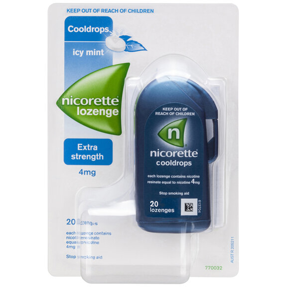 Nicorette Quick Smoking Nicotine Lozenge Cooldrops Nicotine Extra Strength Icy Mint 20 Pack