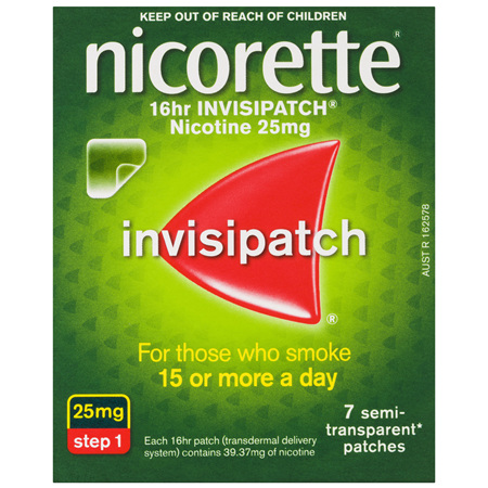Nicorette Quit Smoking 16hr Invisipatch Step 1 25mg 7 Pack