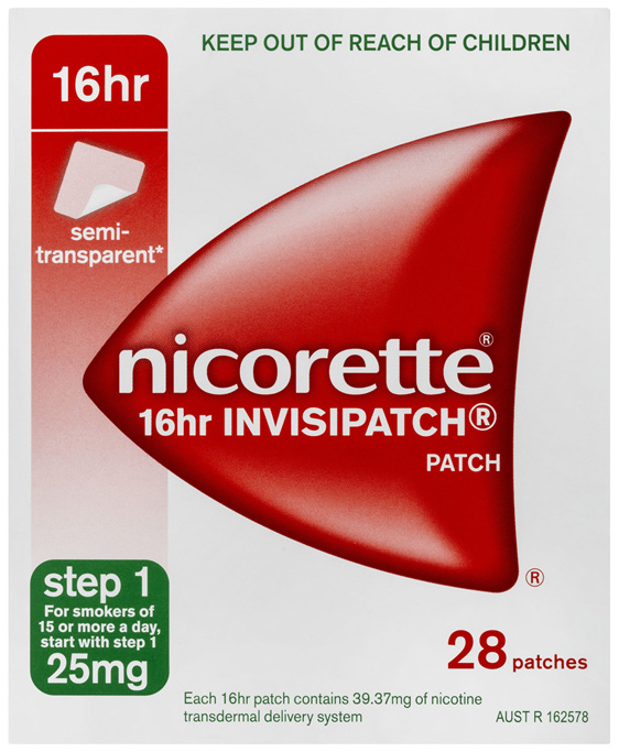 Nicorette Quit Smoking 16hr Invisipatch Step 1 25mg 28 Pack