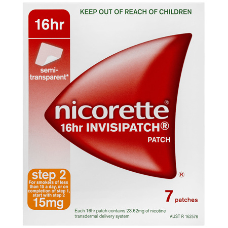 Nicorette Quit Smoking 16hr Invisipatch Step 2 15mg 7 Pack