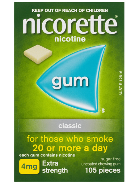 Nicorette Quit Smoking Extra Strength Nicotine Gum Classic 105 Pack