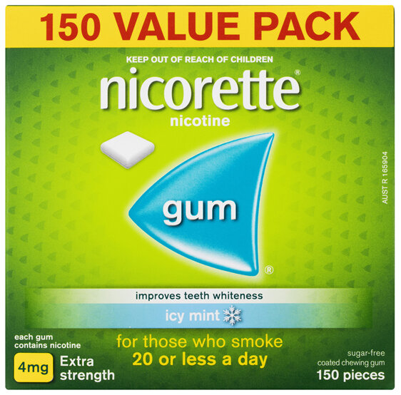 Nicorette Quit Smoking Extra Strength Nicotine Gum Icy Mint 150 Pack