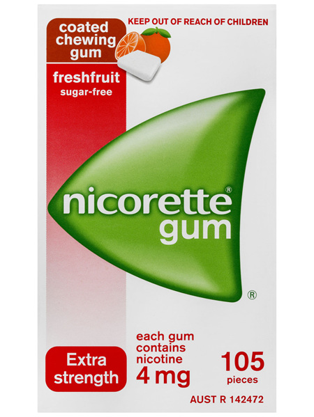 Nicorette Quit Smoking Extra Strength Nicotine Gum Freshfruit 105 Pack