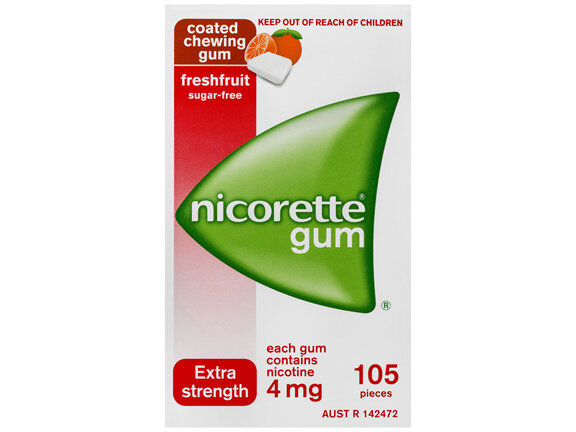 Nicorette Quit Smoking Extra Strength Nicotine Gum Freshfruit 105 Pack