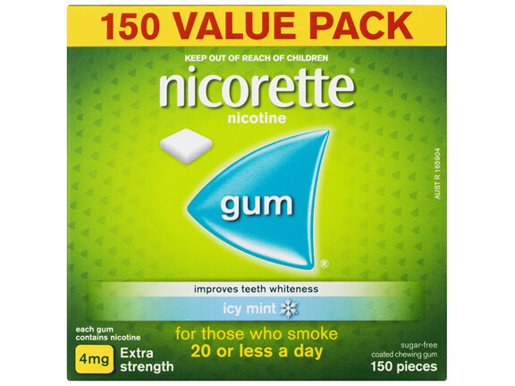 Nicorette Quit Smoking Extra Strength Nicotine Gum Icy Mint 150 Pack
