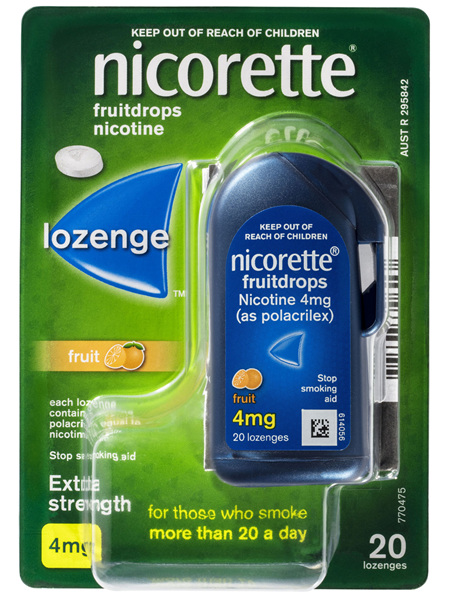Nicorette Quit Smoking Fruitdrops Lozenge Extra Strength 20 Pack