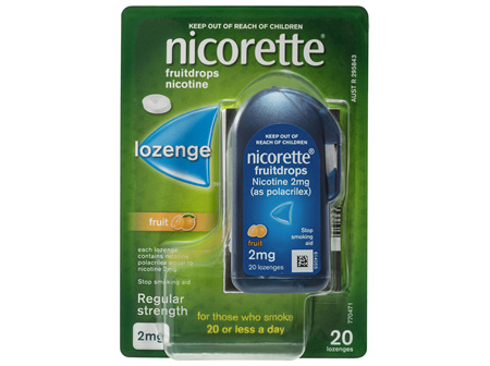 Nicorette Quit Smoking Fruitdrops Lozenge Regular Strength 2mg 20 Pack