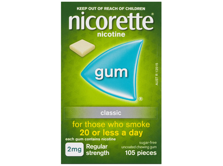 Nicorette Quit Smoking Nicotine Gum Classic 2mg Regular Strength 105 Pack