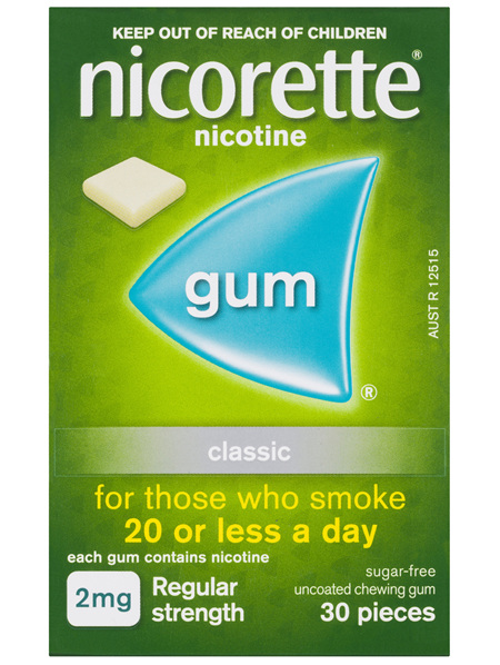 Nicorette Quit Smoking Nicotine Gum Classic 2mg Regular Strength 30 Pack
