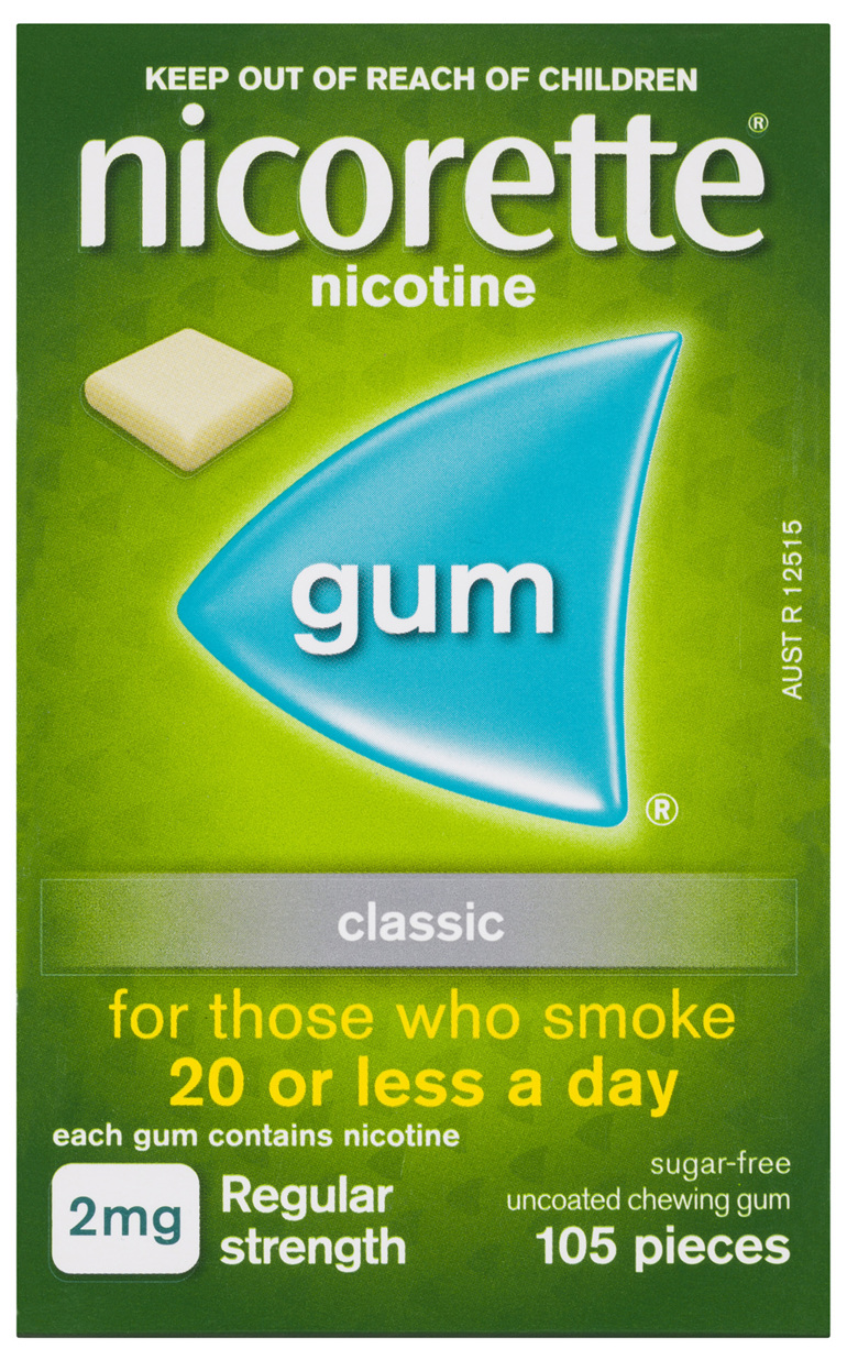 Nicorette Quit Smoking Nicotine Gum Classic 2mg Regular Strength 105 Pack