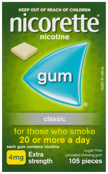 Nicorette Quit Smoking Nicotine Gum Classic 4mg Extra Strength 105 Pack