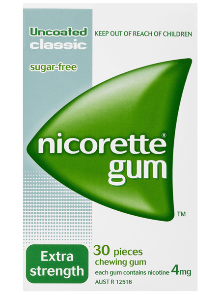 Nicorette Quit Smoking Nicotine Gum Classic 4mg Extra Strength 30 Pack