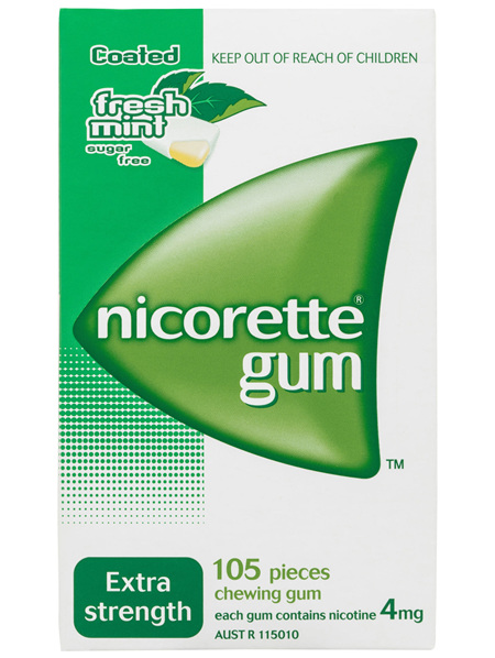 Nicorette Quit Smoking Nicotine Gum Extra Strength 4mg Freshmint 105 Pack