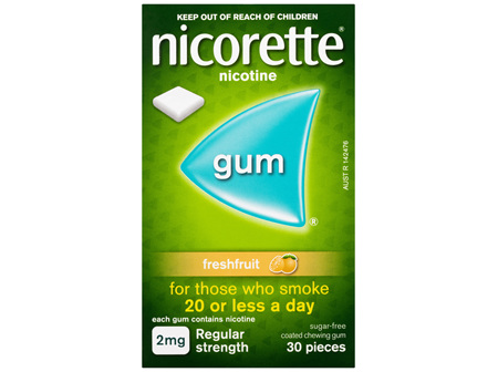 Nicorette Quit Smoking Nicotine Gum Freshfruit 2mg Regular Strength 30 Pack