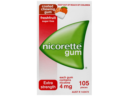 Nicorette Quit Smoking Nicotine Gum Freshfruit 4mg Extra Strength 105 Pack