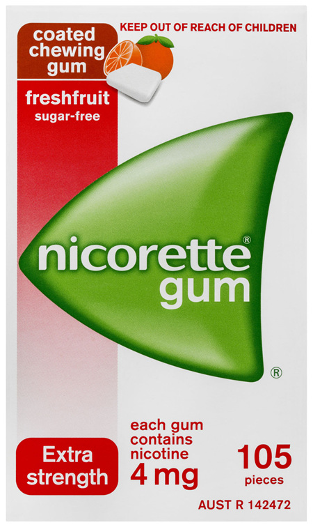 Nicorette Quit Smoking Nicotine Gum Freshfruit 4mg Extra Strength 105 Pack