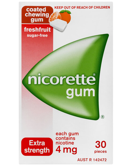 Nicorette Quit Smoking Nicotine Gum Freshfruit Extra Strength 30 Pack