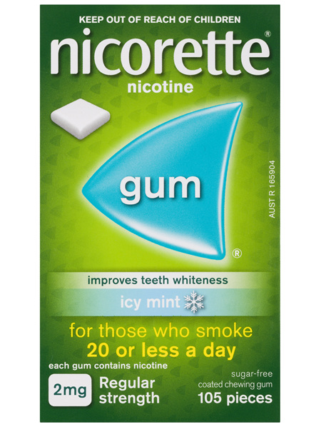 Nicorette Quit Smoking Nicotine Gum Icy Mint 2mg Regular Strength 105 Pack