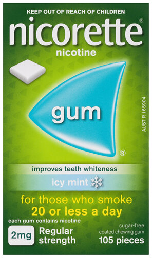 Nicorette Quit Smoking Nicotine Gum Icy Mint 2mg Regular Strength 105 Pack