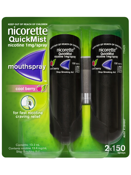 Nicorette Quit Smoking QuickMist Mouth Spray Cool Berry 2 x 150 Sprays
