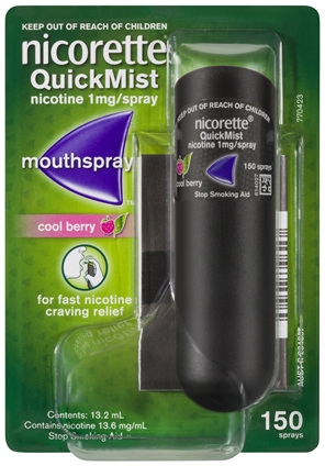 Nicorette Quit Smoking QuickMist Nicotine Mouth Spray Cool Berry 150 Pack