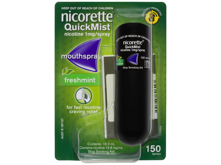 Nicorette Quit Smoking QuickMist Nicotine Mouth Spray Freshmint 150 Pack - Moorebank Day & Night Pharmacy