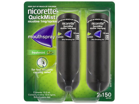 Nicorette Quit Smoking QuickMist Nicotine Mouth Spray Freshmint 2 x 150 Pack