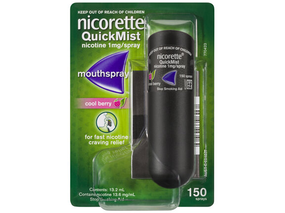 Nicorette Quit Smoking QuickMist Nicotine Mouth Spray Cool Berry 150 Pack