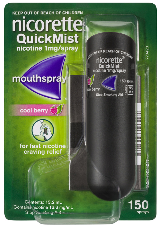 Nicorette Quit Smoking QuickMist Nicotine Mouth Spray Cool Berry 150 Pack