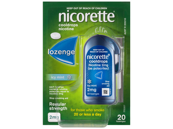 Nicorette Quit Smoking Regular Strength Cooldrops Nicotine Lozenge Icy Mint 20 Pack