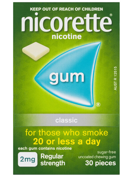 Nicorette Quit Smoking Regular Strength Nicotine Gum Classic 30 Pack