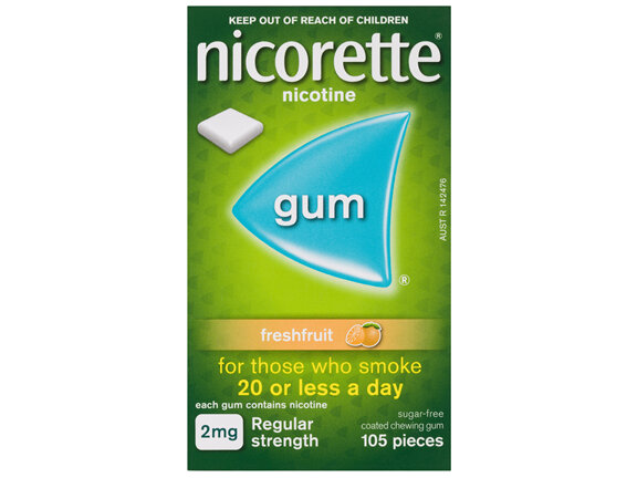 Nicorette Quit Smoking Regular Strength Nicotine Gum Freshfruit 105 Pack