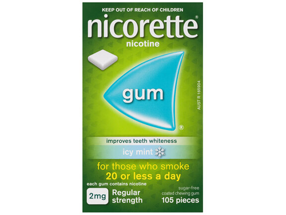 Nicorette Quit Smoking Regular Strength Nicotine Gum Icy Mint 105 Pack