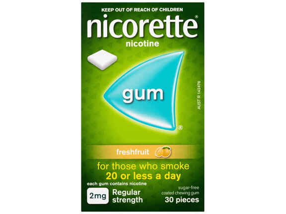 Nicorette Quit Smoking Regular Strength Nicotine Gum Freshfruit 30 Pack