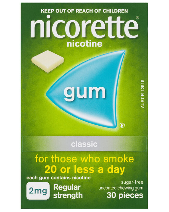 Nicorette Quit Smoking Regular Strength Nicotine Gum Classic 30 Pack