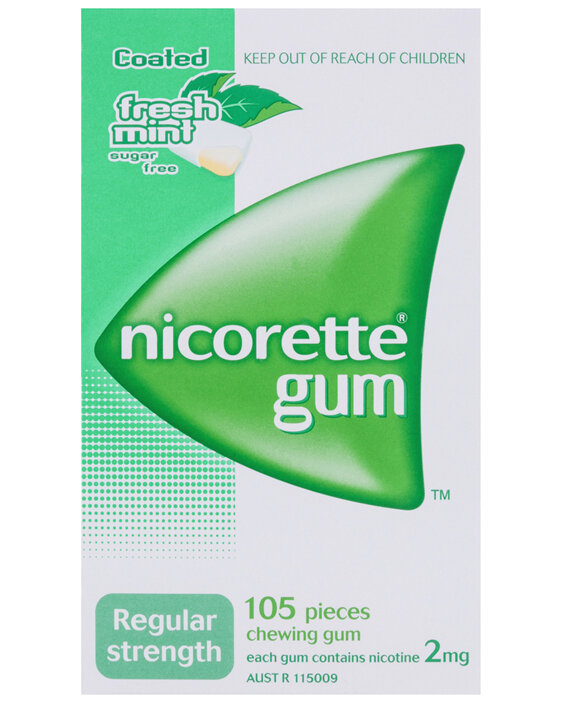 Nicorette Quit Smoking Regular Strength Nicotine Gum Freshmint 105 Pack