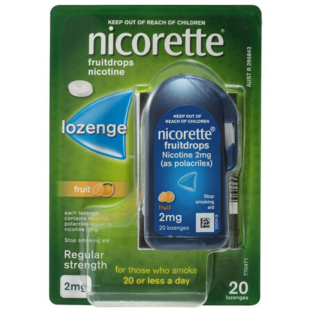 Nicorette Quit Smoking Regular Strength Nicotine Lozenge Fruitdrops 20 Pack
