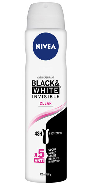 NIVEA Black & White Invisible Clear Anti-perspirant Aerosol Deodorant 250ml